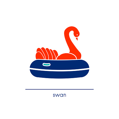Swan ride icon. Line art style. Isolated vVector illustration.