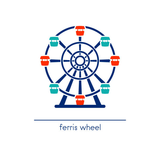 феррис колесо линии искусства значок. поездка в парк развлечений. - farris wheel stock illustrations