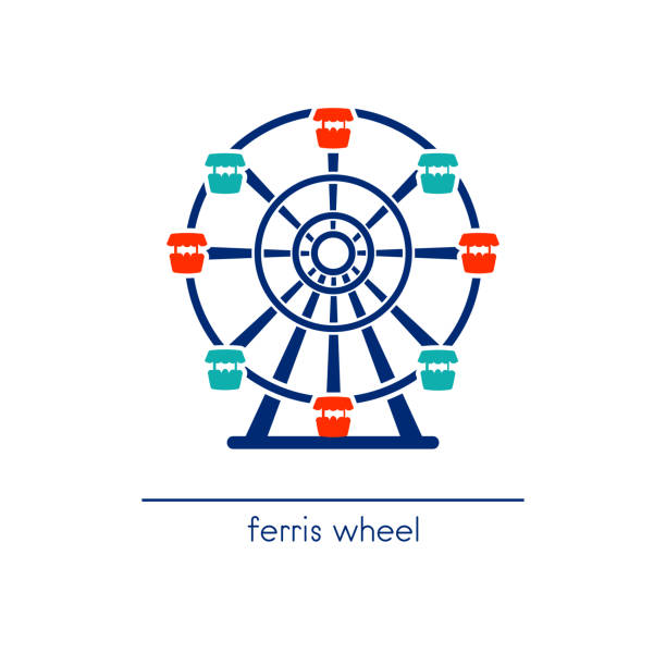Ferris wheel line art icon. Amusement park ride. Ferris wheel icon. Amusement park ride. Isolated vector illustration. ferris wheel stock illustrations