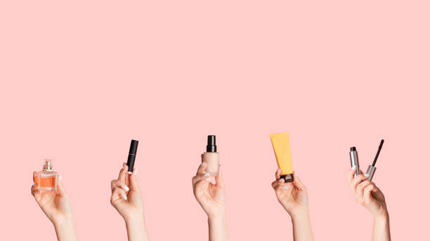 istock Collage with beautician presenting different makeup products against pink background, copy space 1257710282