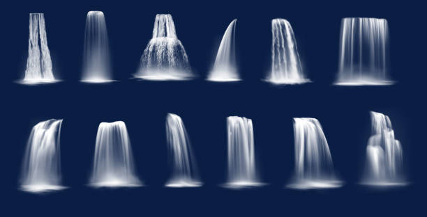 폭포, 폭포, 산강 폭포 - water drop liquid falling water stock illustrations