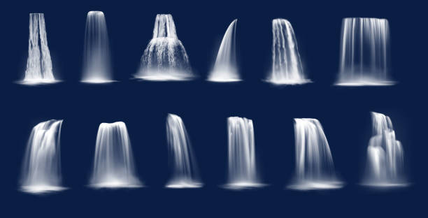 ilustrações, clipart, desenhos animados e ícones de cachoeiras, cascatas e quedas do rio da montanha - shower falling water water falling