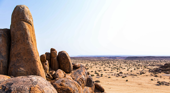 Stacked dolerite boulders at giants playground, Keetmanshoop Namibia