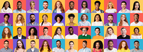 istock Collection Of Different Joyful Millennials Portraits On Colored Backgrounds, Panorama 1257712306