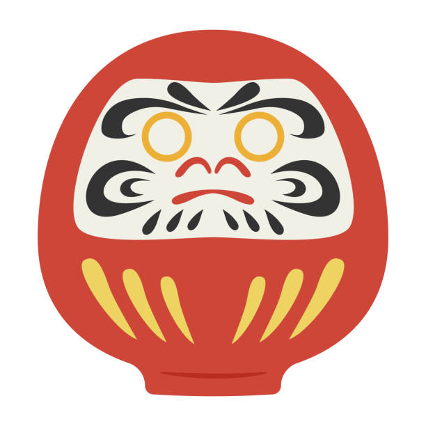 Illustration of a Daruma with no eyes Daruma is Japanese lucky charm,There is a tradition of drawing eyes on the eyeless Daruma. daruma stock illustrations