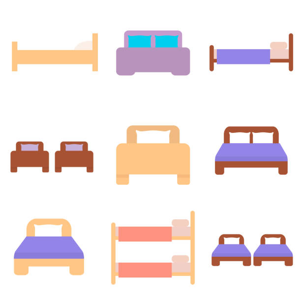 Flat bed, sleeper icon, vector illustration isolated on white background Flat bed, sleeper icon, vector illustration isolated on white background head board bed blue stock illustrations
