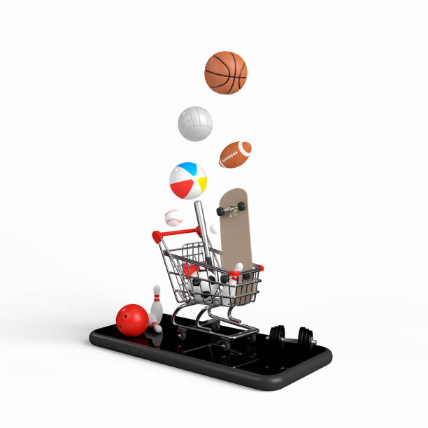 Online shopping concept on smartphone on white background