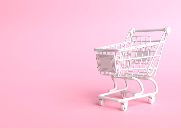 istock Shopping cart on a pink background 1257716949