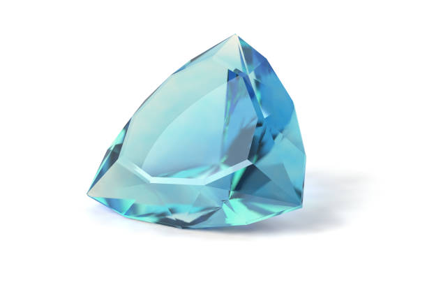 Isolated Sparkling Light Blue Diamond Gemstone