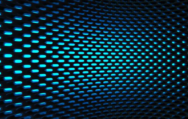 istock Metal mesh grild. Abstract 3d rendering background in high resolution. 3d render of  black carbon grid with orange light. 1257722607