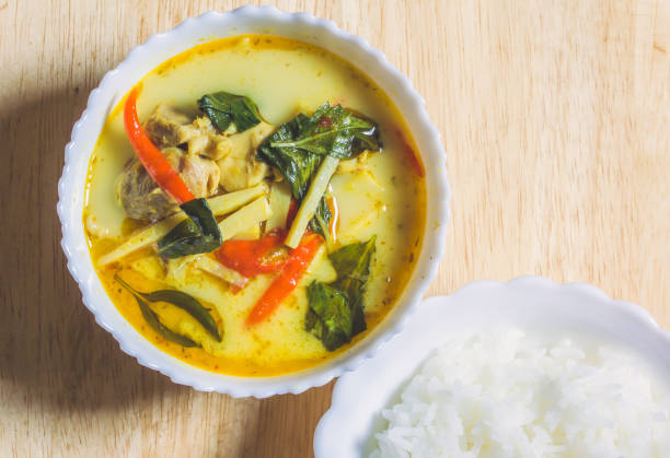 istock This breakfast is Chicken Curry with Bamboo Shoots and cooked rice. 1257727035
