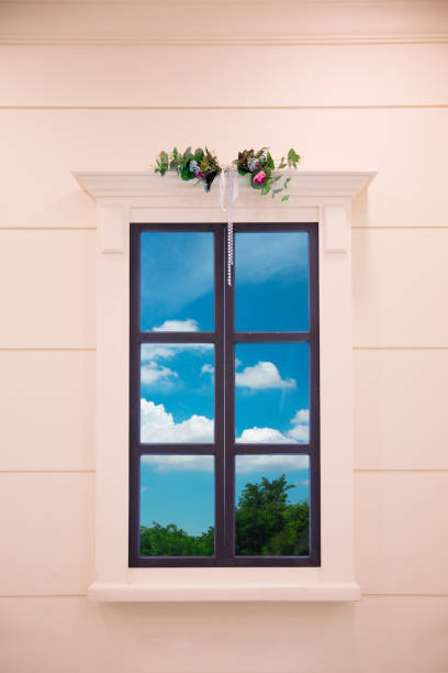 istock Looking out the window at the clear sky from the inside 1257727785