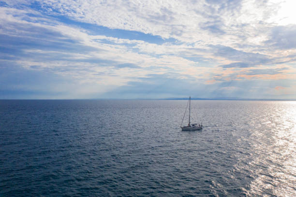 istock Aerial view of sailboat 1257730580