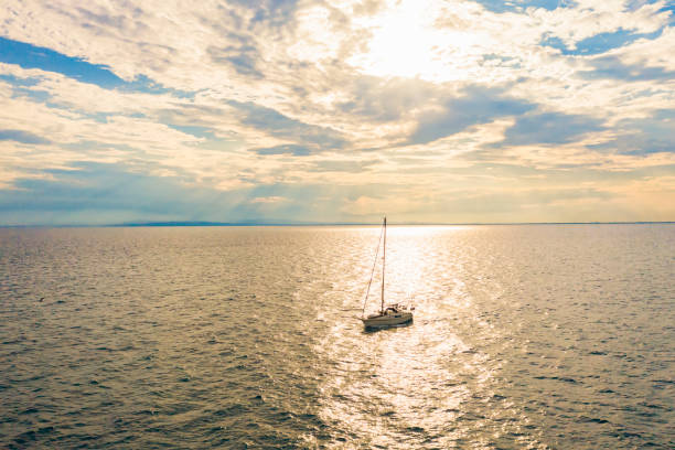 istock Aerial view of sailboat 1257730582