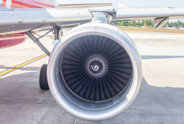 istock Airplane turbine and wing part 1257733435