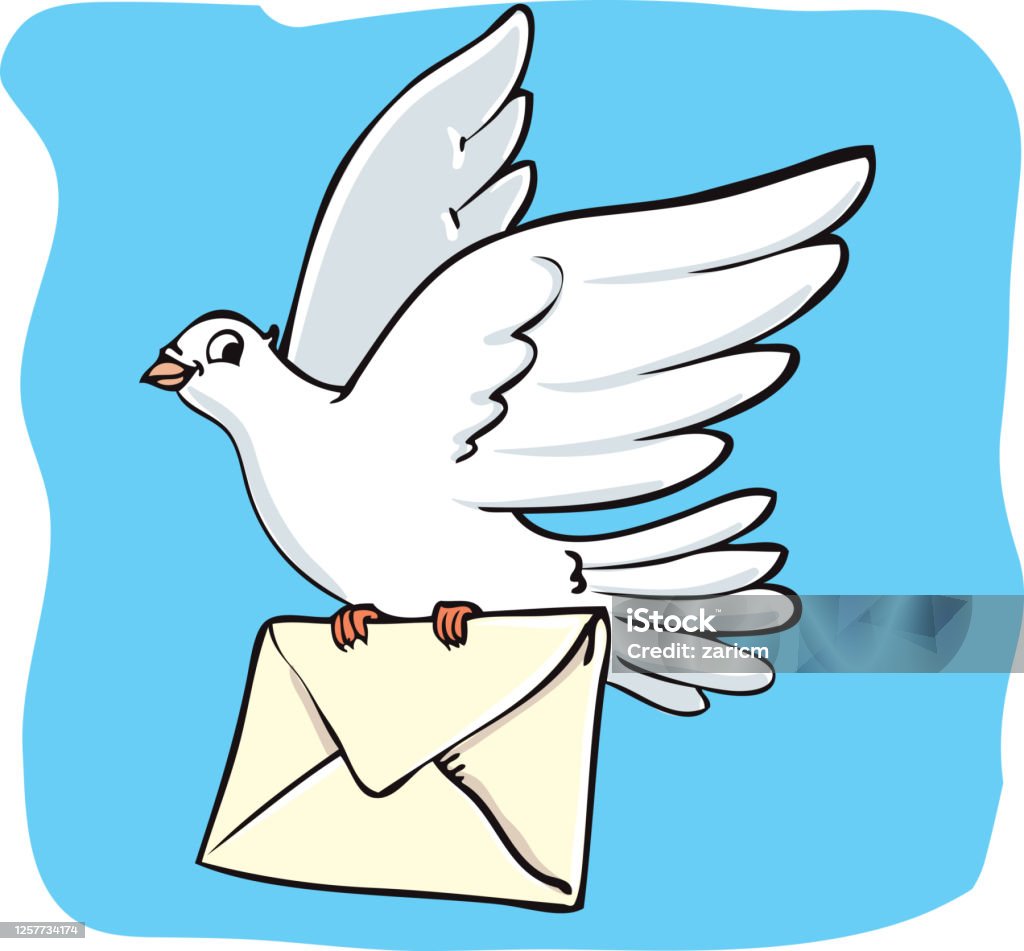 White Dove With A Letter Stock Illustration - Download Image Now