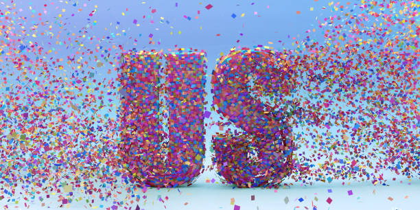 An abstract image of hundreds of rainbow multi coloured squares all coming together to form the word \