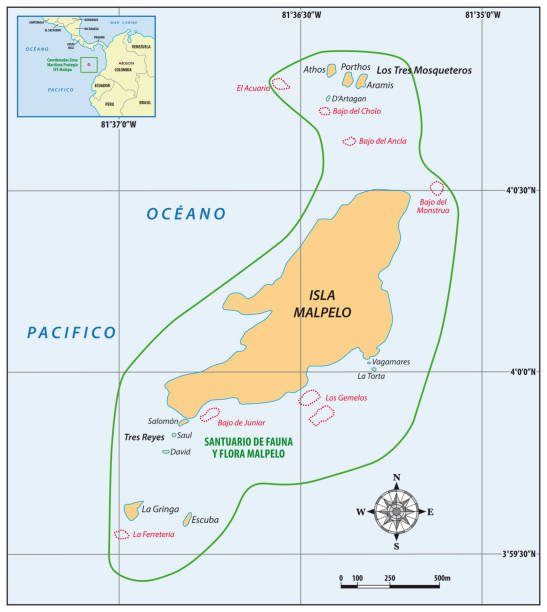 istock vector map of the colombian pacific island malpelo 1257739600