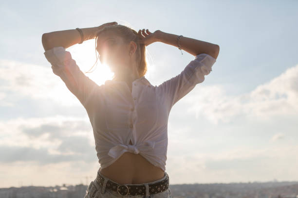 istock Young woman posing in studio at merter istanbul turkey 1257743170