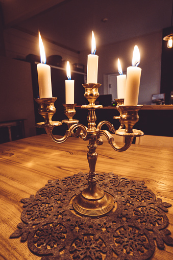 Chandelier of the Znamensky Cathedral, an inactive Orthodox church in Veliky Novgorod near the Church of the Transfiguration of the Savior on Ilyin Street. Laid down in 1682