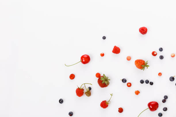 istock Fresh summer berries, strawberries, raspberries, blueberries, cherries on a white background 1257748906