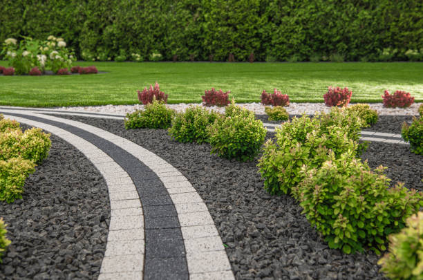 istock Elegant Garden with Architectural Brick Elements and Small Plants 1257752538