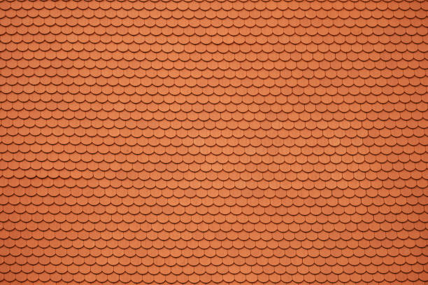 istock Orange Ceramic Roof Tiles Background 1257753798