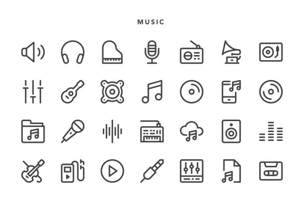 ilustrações de stock, clip art, desenhos animados e ícones de music icons - radio gramophone