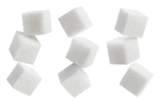 istock Set of sugar cubes on white 1257755044