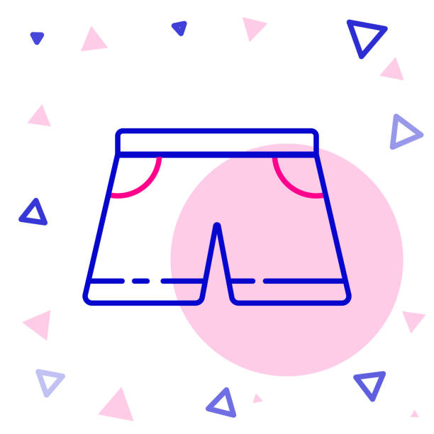 illustrations, cliparts, dessins animés et icônes de icône de troncs de natation de ligne isolés sur le fond blanc. concept de contour coloré. illustration vectorielle - swimming trunks shorts swimming shorts clothing