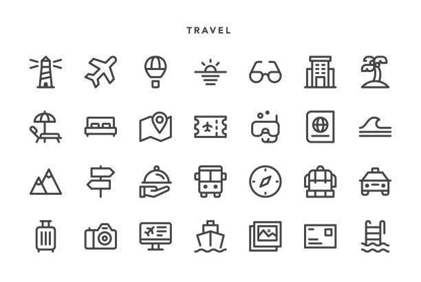 Travel Icons Travel Icons - Vector EPS 10 File, Pixel Perfect 28 Icons. lighthouse vacation stock illustrations