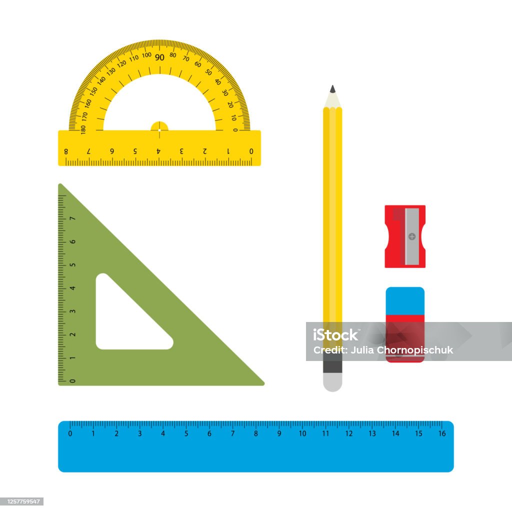 Sharpined Ruler School Sharpener Ruler Set Pencil And Eraser Back To School Stock ...