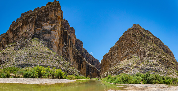 Santa Elena Canyon and the Rio Grande River at Big Bend National Park in Texas form the border between the United States and Mexico.