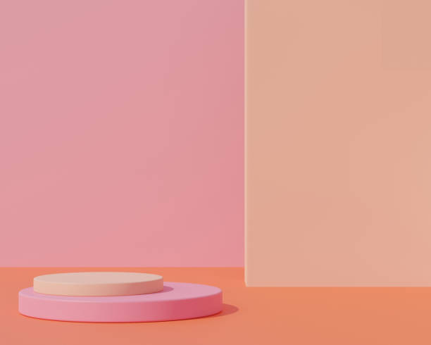 istock 3d render,Abstract Pink background with geometric shape podium for product, Minimal concept, autumn color 1257764801