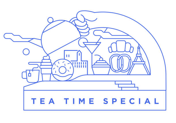 ilustrações de stock, clip art, desenhos animados e ícones de iconic european tea time template - dried apple