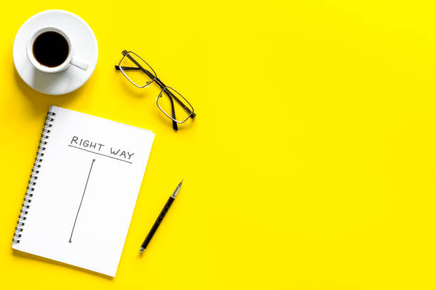 istock Right way illustration. Straight line in notebook copy space 1257767782