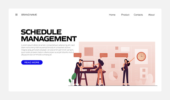 Schedule Management Concept Vector Illustration for Landing Page Template, Website Banner, Advertisement and Marketing Material, Online Advertising, Business Presentation etc.
