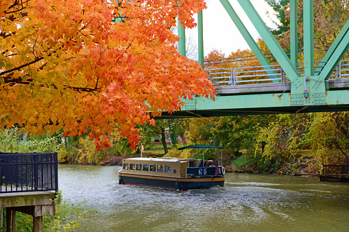 Fall Colors-Cannel Boat on the Erie Canal-Rochester NY.