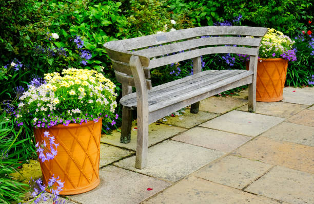 istock Wooden Patio Bench 1257773131