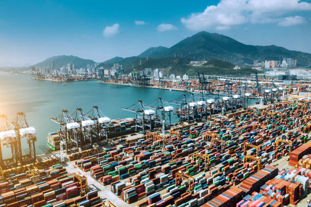 Aerial View of container ship terminal in Shenzhen, China
