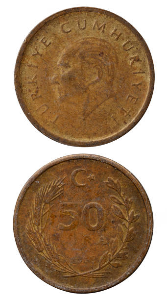 istock Old 50  Turkish Lira Coin 1257781415