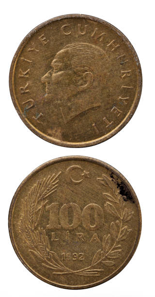 istock Old 100 Turkish Lira Coin 1257782559