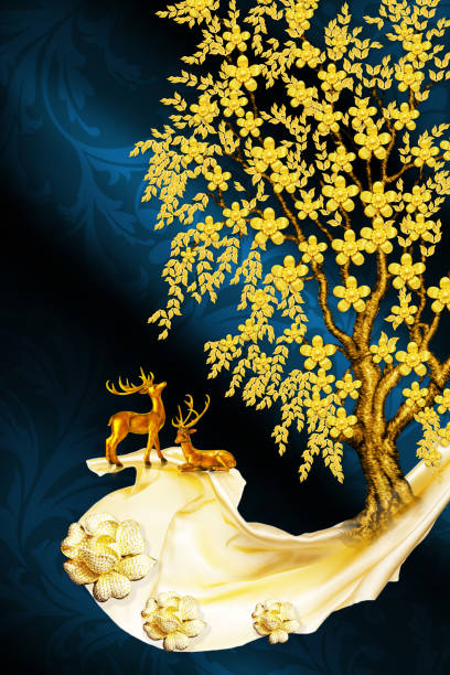 istock 3d mural wallpaper with dark green background 1257782835