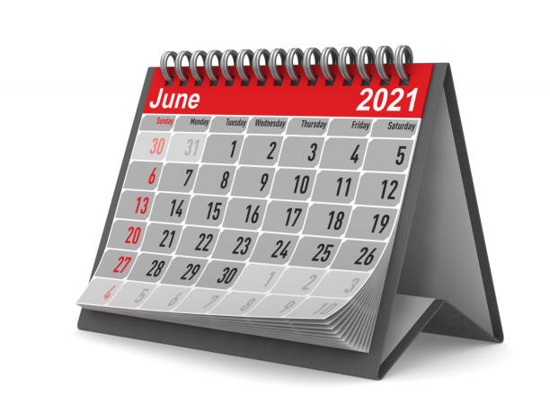 2021 year. Calendar for June. Isolated 3D illustration 2021 year. Calendar for June. Isolated 3D illustration june file stock pictures, royalty-free photos & images