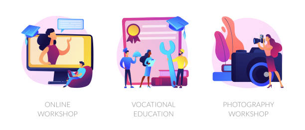 illustrations, cliparts, dessins animés et icônes de métaphores de concept de vecteur d’apprentissage professionnel. - formation professionnelle