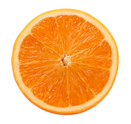 Juicy half cut orange, isolated