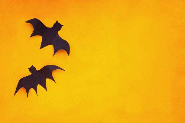 istock Two Paper Bats over an Orange Background 1257787761