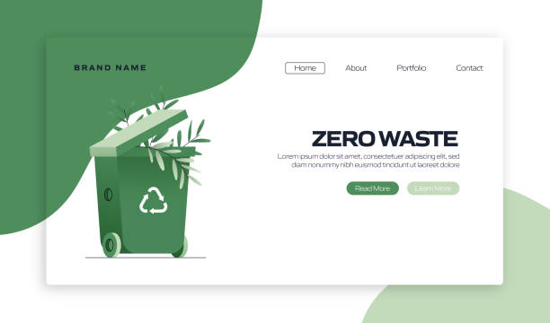 zero waste concept vector ilustracja do szablonu strony docelowej, baneru strony internetowej, materiałów reklamowych i marketingowych, reklam online, prezentacji biznesowej itp. - green waste stock illustrations