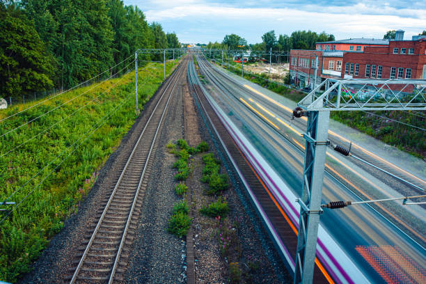 Trains and tracks stock photo