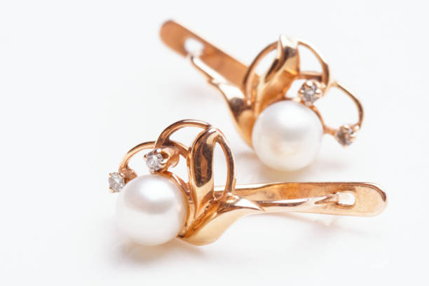 istock Pair of earrings with pearls 1257795970